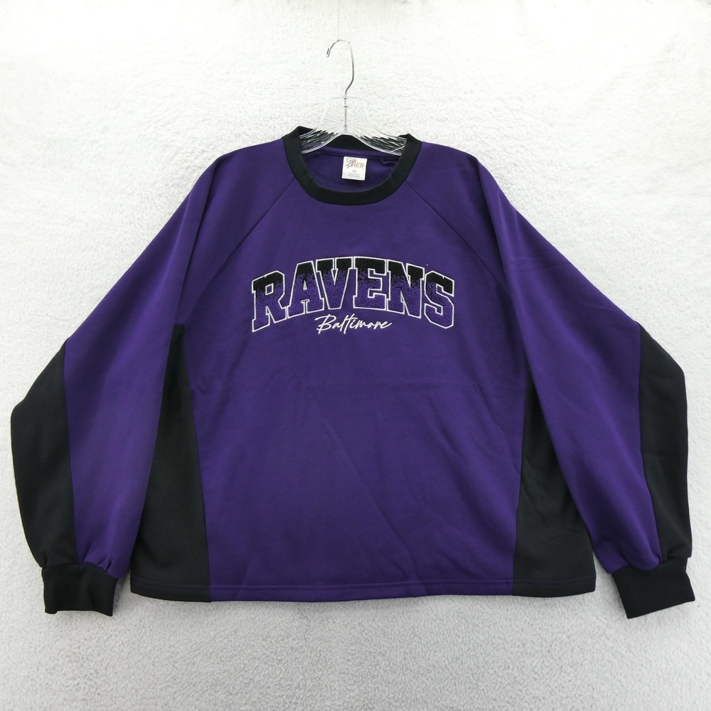 G-III Sweatshirt Womens Medium Baltimore Ravens Purple Black Vintage Mid Y2K NFL